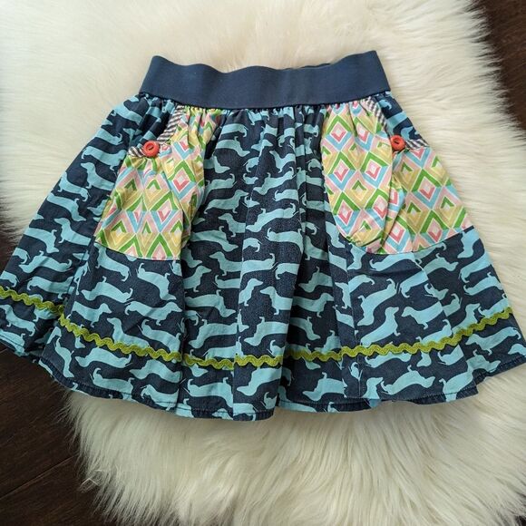 MATILDA JANE It's A Wonderful Parade Dog Days Aqua Circle Skirt Pockets 8y - Picture 2 of 9
